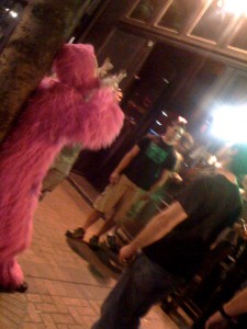 Pink Gorilla outside Club Satyricon in Portland