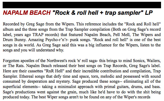 Napalm Beach - Rock & Roll Hell - available from Burka for Everybody Records  
