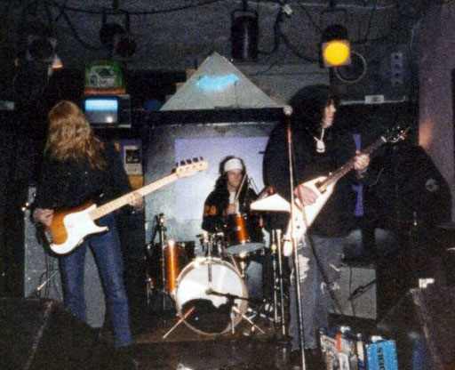 Snow Bud at the Vogue, Seattle, 1986. Sam Henry on bass, Andrew Loomis on drums, Chris Newman.