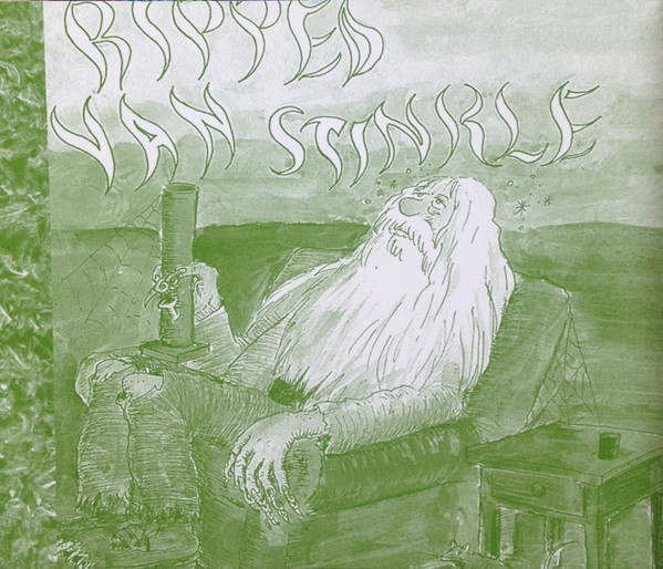 Snow Bud and the Flower People - Ripped Van Stinkle - inside image showing a long-nailed, long haired and bearded old man holding a bong covered in spider webs