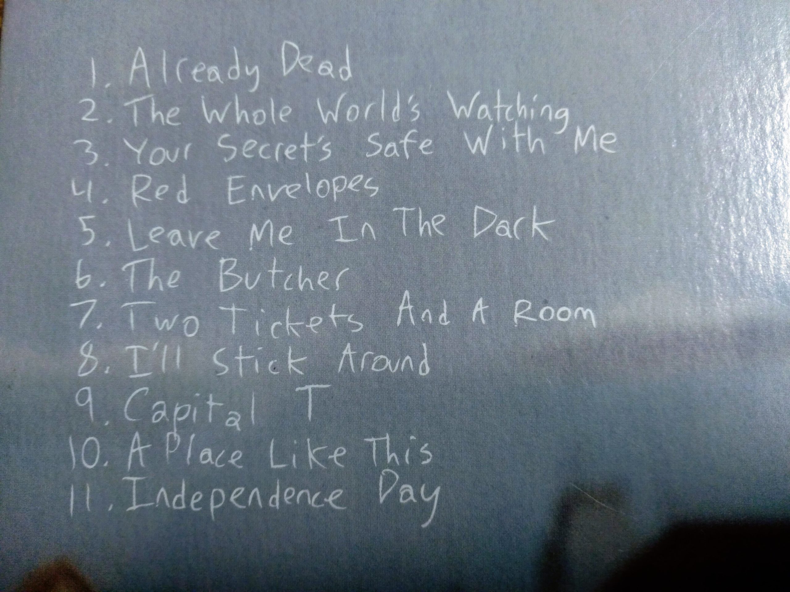 Walking Papers CD back cover song list