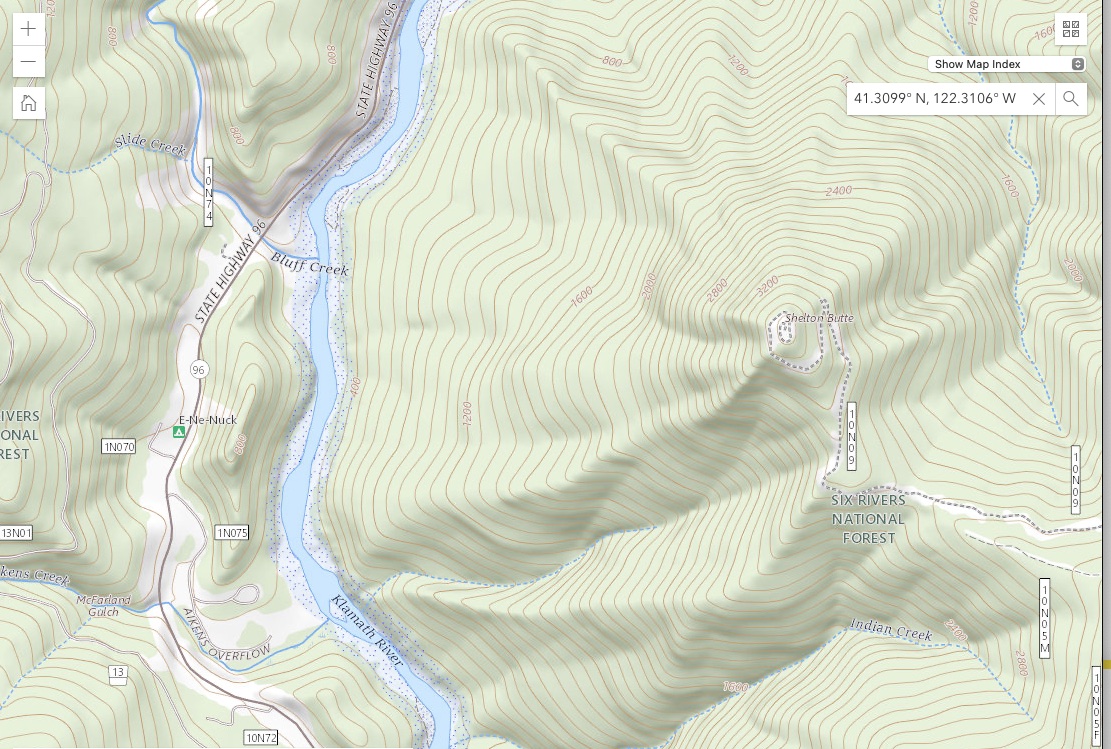 Topo map Klamath River Shelton Butte