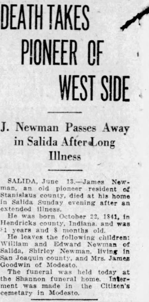 1923 James Newman obituary