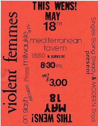 Violent Femmes at Mediterranean Tavern - May 18, 1983