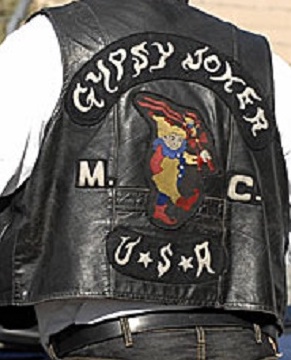 leather vest with Gypsy Joker clown/jester