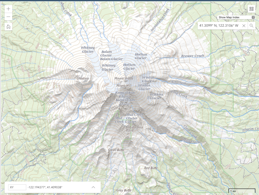 Mt Shasta topographic map